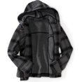 thumbnail image 2 of Aeropostale Abrigo de guisante de lana a cuadros con capucha para mujer, gris, XS, 2 of 3