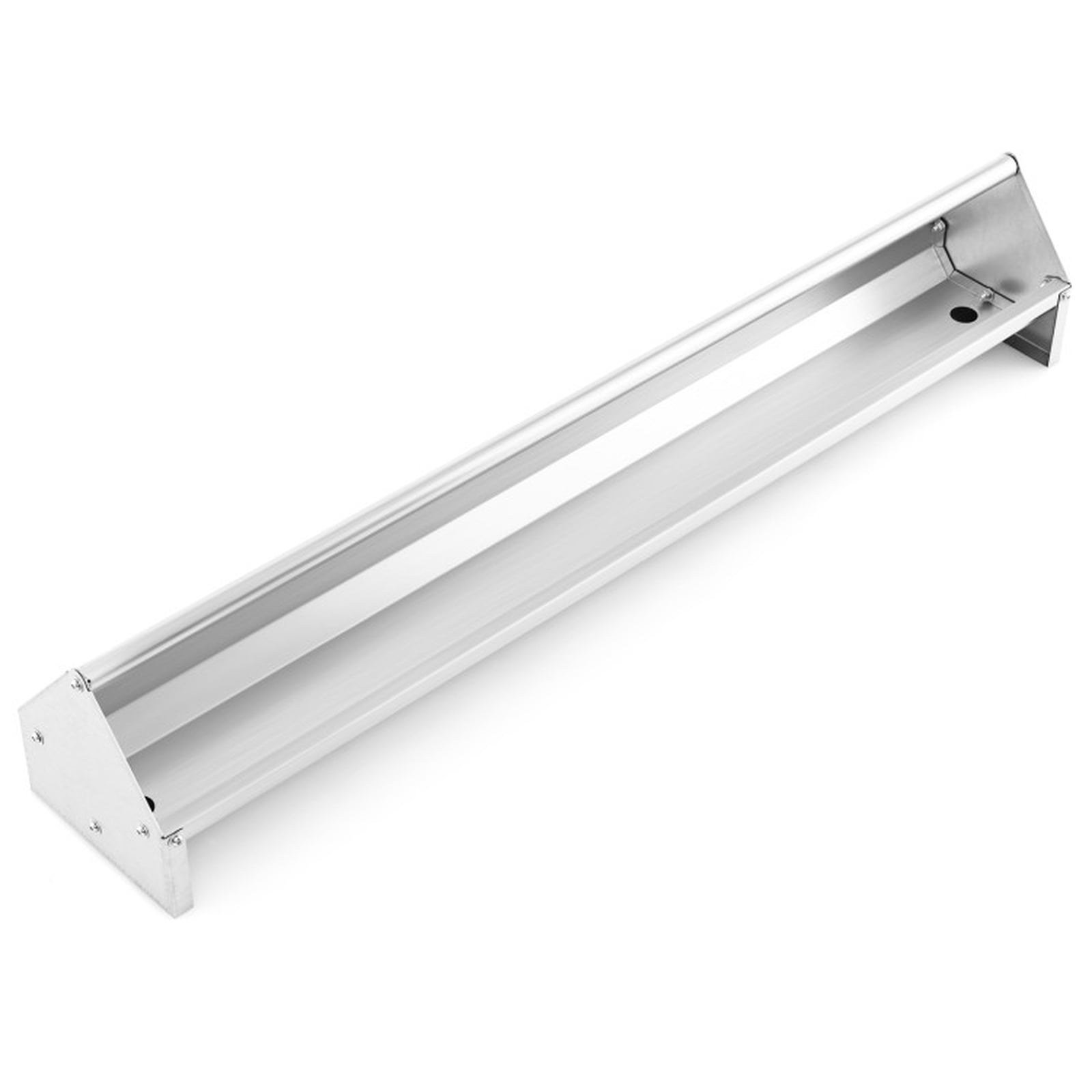 Vebreda Metal Chicken Feeder, 4 Gallon Galvanized Steel Feeding Trough with Drainage Holes & Stoppers, Elevated No-Waste Poultry Feeder for 12 Chickens, Rustproof with Handle, Silver