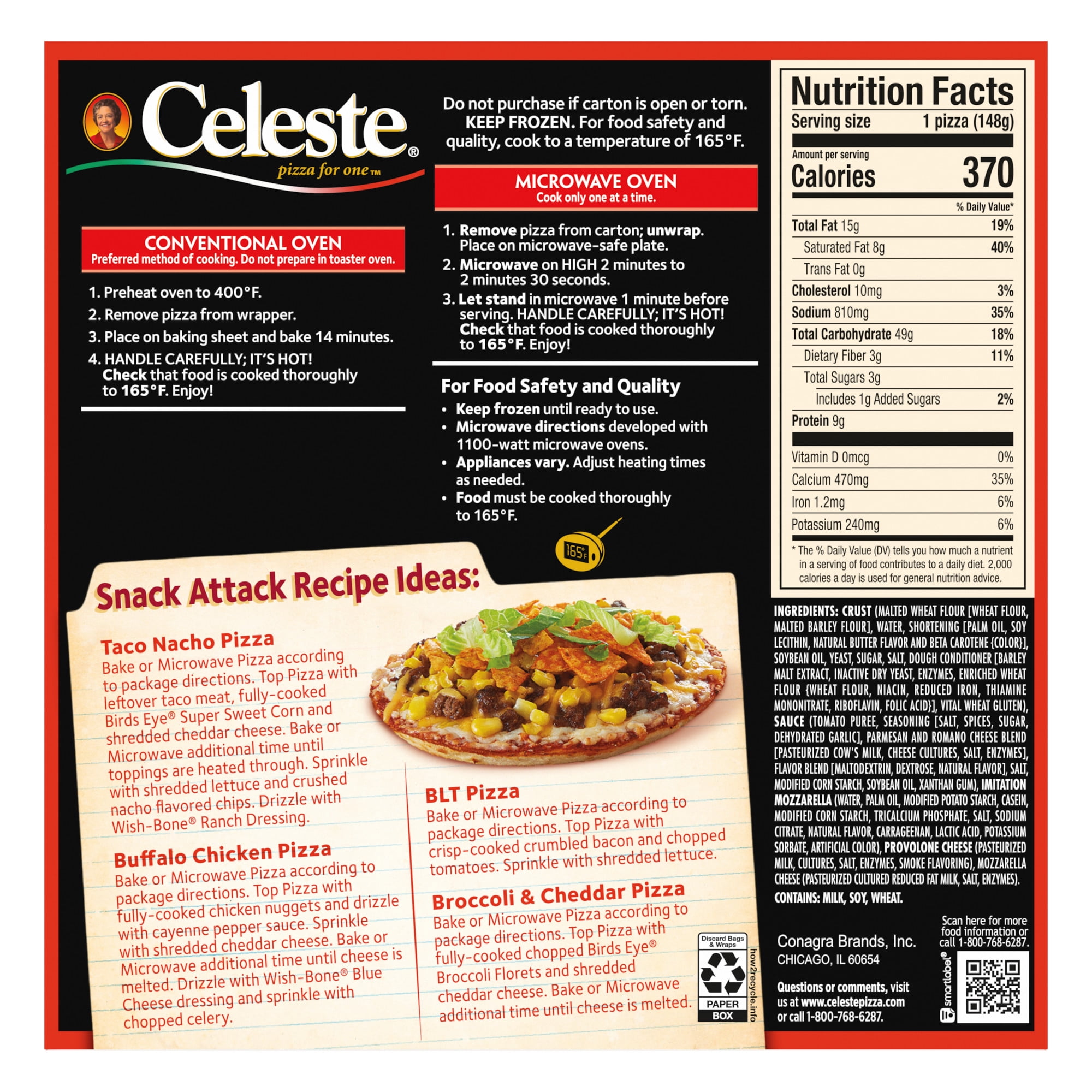 Celeste Original 4 Cheese Microwavable Frozen Pizza, 5.22 oz (Frozen)