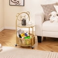 thumbnail image 4 of Gymax Table Basse Mobile en Verre à 2 Niveaux avec Panier de Rangement Motif Ours Transparent et Doré, 4 of 10