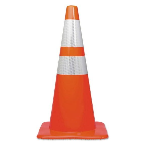 Tatco Traffic Cone, 28h x 14w x 14d, Orange/Silver -TCO25900