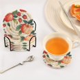 thumbnail image 3 of Yayeee 6 PCS Drink Coasters with Holder Set Woven Absorbent Round Tabletop Hot Pad, Strawberry Pattern, 3 of 7