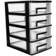 thumbnail image 5 of Caja de almacenamiento tipo cajonera de escritorio transparente de 4 capas, Mini organizador de almacenamiento de cosméticos de plástico, soporte para artículos diversos (negro y transparente), 5 of 8
