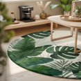 thumbnail image 3 of Round Area Rugs 6Ft, Monstera Leaves Non-Slip Washable Circle Rugs Carpet, Summer Green Tropical Plants Leaf Beige Indoor Outdoor Rug Floor Mats Throw Runner for Bedroom Living Room Bathroom, 3 of 8