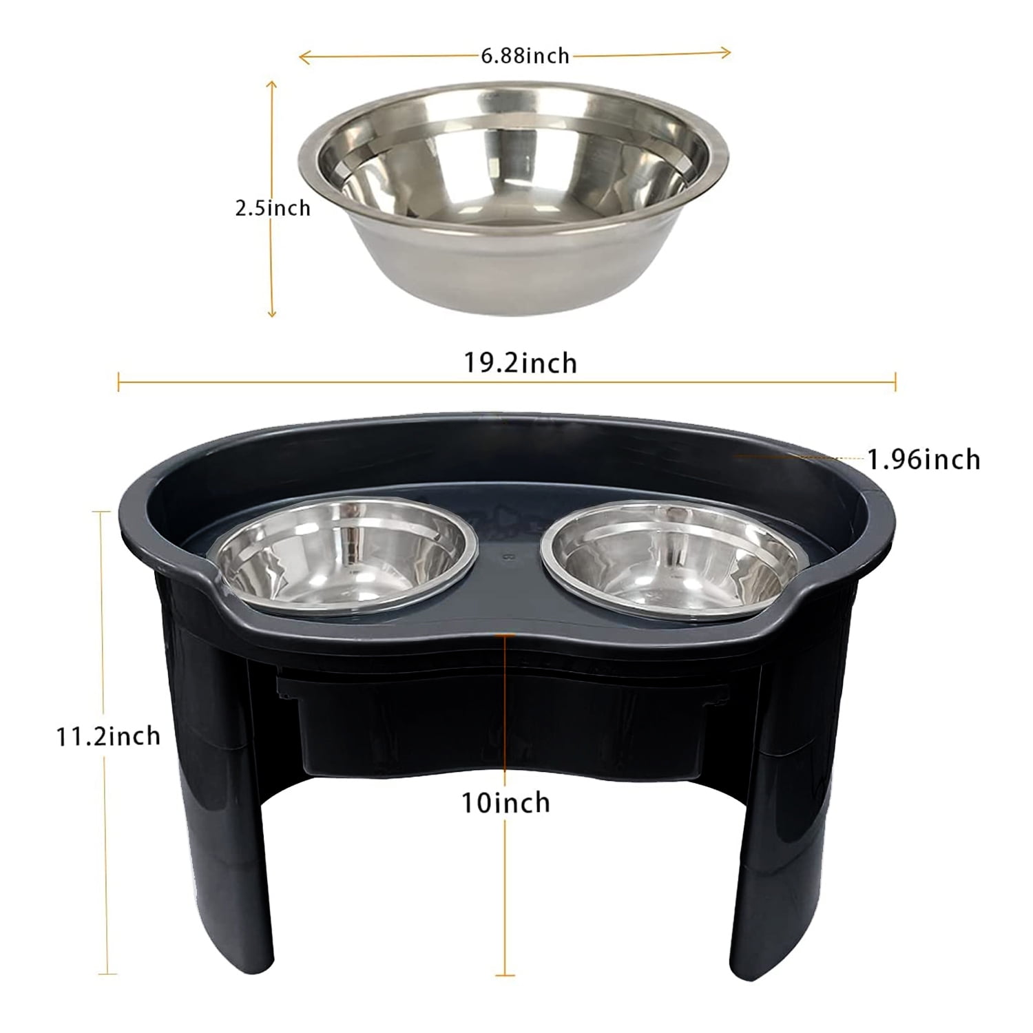 Raised Pet Bowls for Cats and Dogs, Outdoor Elevated Dog Cat Food and Water Bowls Stand Feeder on Aluminum Legs with 2 Stainless Steel Bowls Sizes