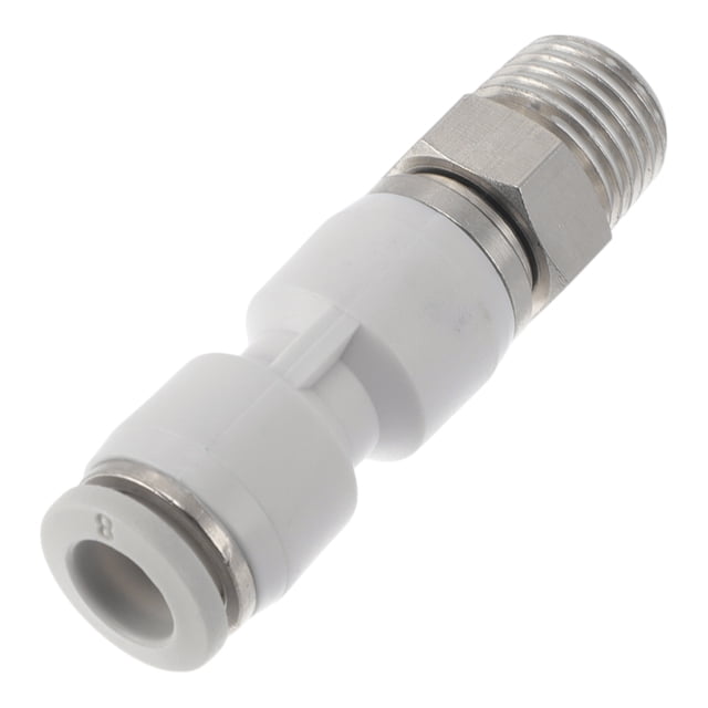 Accesorios de conexión rápida para aire Unique Bargains 5/16" Codo de rosca externa de acoplamiento rápido plástico metal 12.7mm / 1/4" BSPT tono blanco plateado
