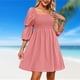 thumbnail image 3 of Vestidos Casuales Vestido de una línea de mujer Vestido de verano sin espalda con cuello cuadrado para cóctel (Rosa claro S) Ygjytge para Mujer Rosa claro T M, 3 of 8