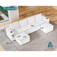 thumbnail image 6 of VanAcc Sectional Sofa, 114" Modular Sectional Sofa with USB Ports & Cup Holders, 6 Seats U Shaped Couch with Storage, 5 Pieces Set White Bouclé, 6 of 6