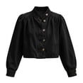 thumbnail image 4 of Kezqiaxn Jean Jacket Women Trendy Long Sleeve Button Down Cropped Jacket Casual Winter Coats Fashion Clothing, 4 of 6