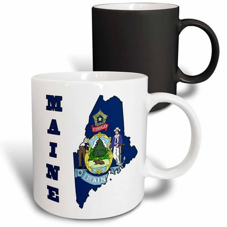 

3dRose Maine state flag in the outline map and letters for Maine Magic Transforming Mug 11oz