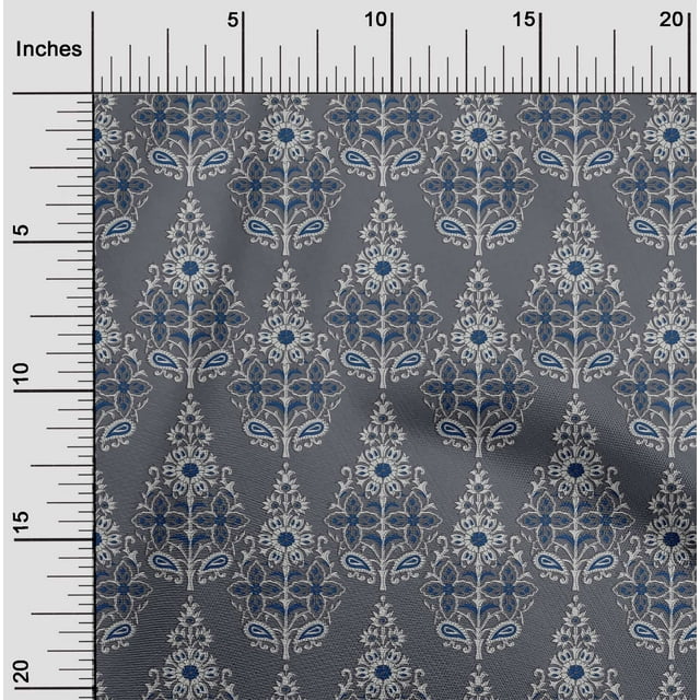 oneOone Silk Tabby Fabric Floral & Paisley Block Printed Craft Fabric BTY 42 Inch Wide