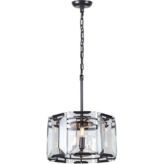 Chandelier Pendant MONACO Transitional Round Frame 4-Light Flat Black Ma EL-2692