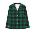 thumbnail image 3 of Women's Pajama Sets Plaid Xmas Printed Long Sleeve Button Up Sleepwear Nightwear Soft Pjs Loungewear Christmas Outfits (L, Green), 3 of 4