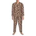 thumbnail image 3 of Picia brown sloth family Pattern Men’s Long-Sleeve Sleepwear Set - Soft 2-Piece Loungewear with Pockets, Comfy PJs for Relaxing Nights-Medium, 3 of 7