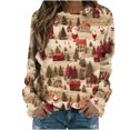 thumbnail image 4 of IROINNID Long Sleeve T Shirt for Women Funny Christmas Crewneck Shirts Long Sleeve Oversized Printed Pullover Tops,Beige, 4 of 5
