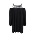 thumbnail image 3 of Women's Off Shoulder Dress Hollow Neck Lantern Sleeve Loose Elegant Mini Dress, 3 of 8