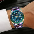 thumbnail image 3 of New Men's Watch Dual Calendar Waterproof Stainless Steel Strap Business Casual Men's Fine Steel Wristwatch Color Changing Dial Men's Wristwatch, 3 of 9