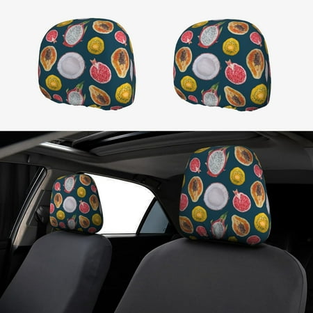 2 PCS Car Headrest Cover Papaya pitaya Pomegranate Soft Car Seat Head Rest Cover Protector Interior Car Accessories Seat Covers for Cars Truck Auto Only Covers