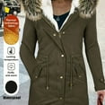 thumbnail image 4 of Women's Black Warm Zip-up Hooded Jacket Detachable Collar, 4 of 7