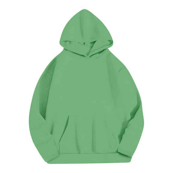 Fesfesfes Womens Oversized Hoodies Fleece Sweatshirts Solid Color Long Sleeve Sweaters with Pocket Trendy Pullover Fall Outdoor Blouses(Green,XL)