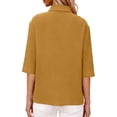 thumbnail image 5 of LIaqionyy Womens Cotton Linen Shirts 3/4 Sleeve Tunic Tops Button down Loose Dressy Blouses V Neck Pullover Work Clothes, 5 of 7