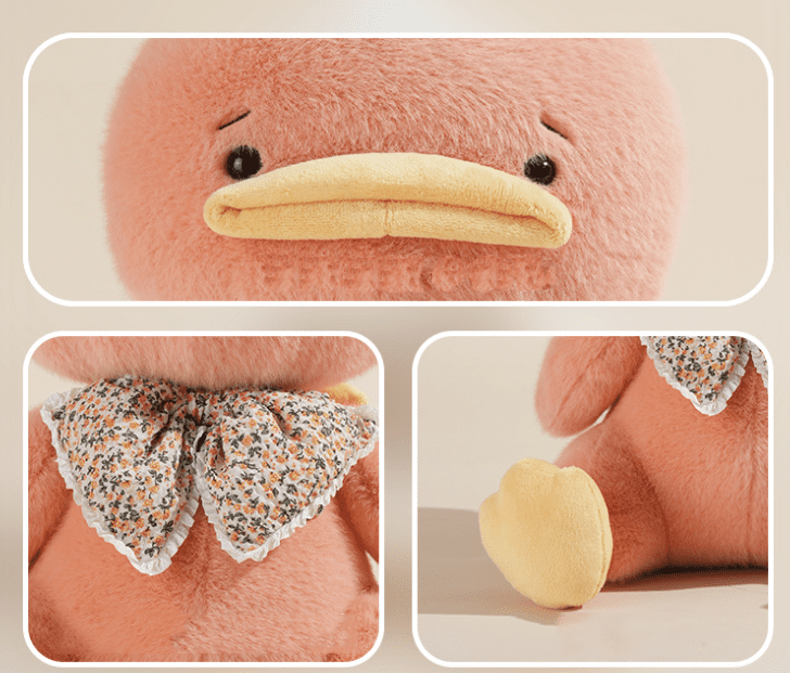 Cartoon Cute Duck Plush Toy - Soft Melancholic Stuffed Animal with Floral Outfit, Weighted PP Cotton Filling, Huggable Gift for Boys & Girls Birthday