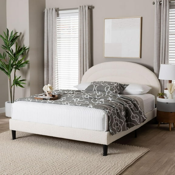 Baxton Studio Pelagia Modern Platform Bed, Queen, 63"W, Cream