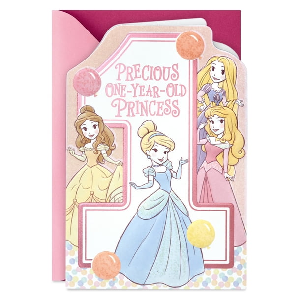 Hallmark 1st Birthday Greeting Card For Girls Disney Princesses 