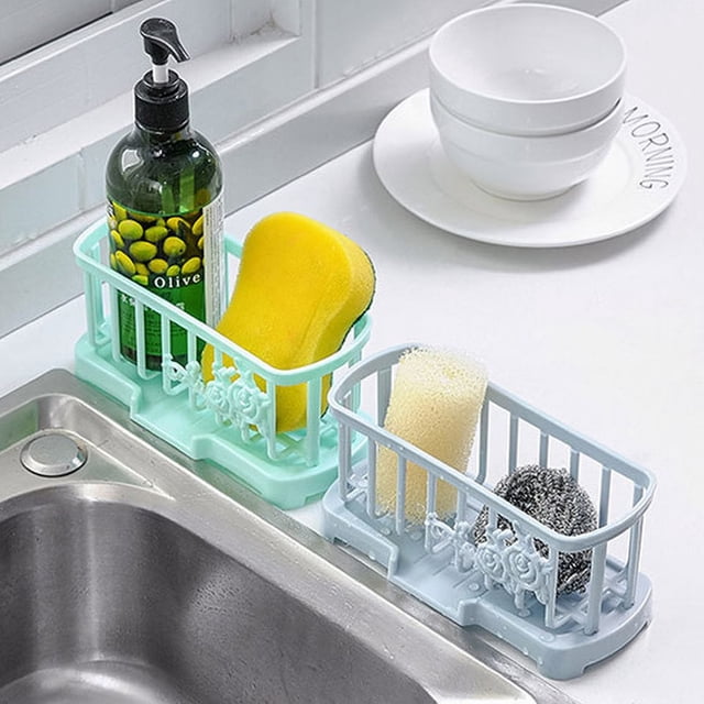 Oleegame 1PC Shower Soap Dish With Hook Household Rag Rack Kitchen Supplies Table Top Cleaning Rack Sink Storage Rack Household Large Sponge Storage Rack Green