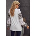 thumbnail image 3 of Women's Beige Leopard Print Bubble Sleeve Top, 3 of 19