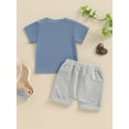 thumbnail image 4 of Suealasg Toddler Boys Father's Day Clothes 6M 1T 2T 3T Baby Summer Casual 2Pcs Outfits Letter Print Short Sleeve T-Shirts Tops Elastic Waist Shorts Set, 4 of 7