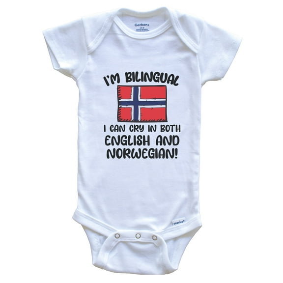 I'm Bilingual I Can Cry In Both English And Norwegian Funny Norwegian Flag Baby Bodysuit - Norway One Piece