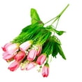 thumbnail image 2 of Limei 1 Bouquet 15 Heads Tulips Artifical Flowers Real Touch Faux Tulip Stems PU Tulip Bouquet for Home Office Spring Wreath Wedding Centerpiece Floral Arrangement Cemetery Table Decor (Pink), 2 of 7