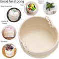 thumbnail image 4 of Woven Cotton Basket - Storage Basket with Handle and Tassel for Living Room, Bedroom or Book Storage, 4 of 4