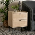 thumbnail image 6 of Baxton Studio Sherwin Brown and Black 2-Drawer End Table with Rattan Accent, 6 of 13