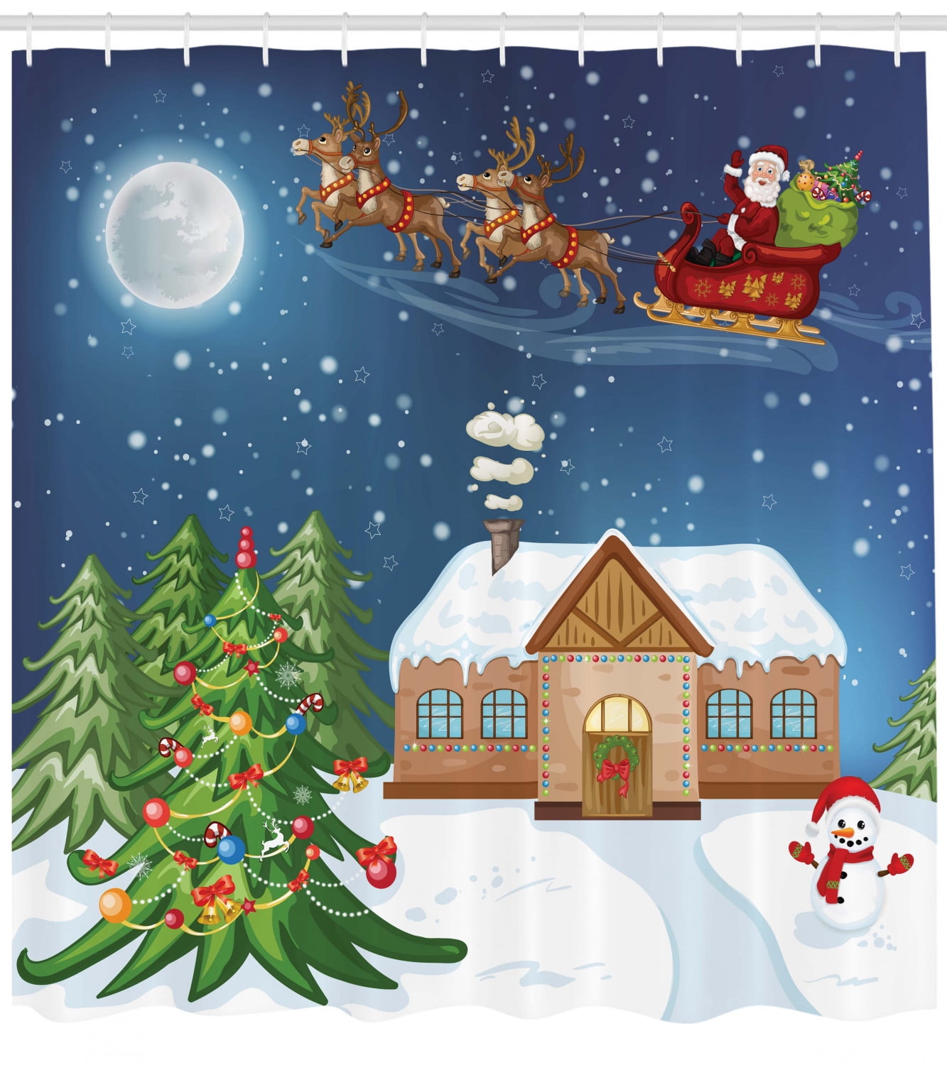 Blue White Ambesonne Christmas Shower Curtain 70 Inches Fabric Blue White Ambesonne Christmas Shower