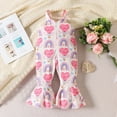 thumbnail image 4 of Fesfesfes Outfits For Toddler Girls Toddler Kids Baby Girls Fashion Cute Sweet Heart Print Jumpsuit Sling Romper Flare Pants 18-24 Months, 4 of 8