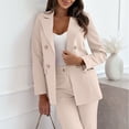 thumbnail image 3 of GILIGEGE Women's Double Breasted Blazer Jacket,Lapel Long Sleeve Relaxed Suit Coat with Flap Pockets,Solid Color Business Casual Outerwear for Office Work,Meetings and Semi-Formal Occasions Khaki XL, 3 of 3