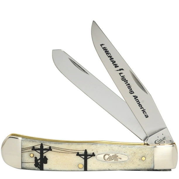 WR Case XX Pocket Knife 9144560 AMERICAN LINEMAN NATURAL BONE TRAPPER