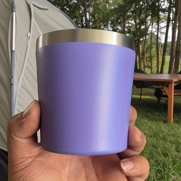 1pc, 8 Ounces, 260Ml, Mini Insulated Milk Cup, Small Capacity Red Wine Glass, Coffee Cup, Double-Layer Stainless Steel Vacuum Insulated Cup-Light Purple