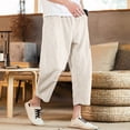 thumbnail image 2 of Rigardu pants for men Mens Cotton And Linen Solid Color Casual Pants Japanese Linen Sports Slim Pants Feet men's pants work pants for men White + XXL, 2 of 4