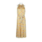 Adrianna Papell Halter Tie Keyhole Back Floral Print Polyester Dress-YELLOW MULTI / 8