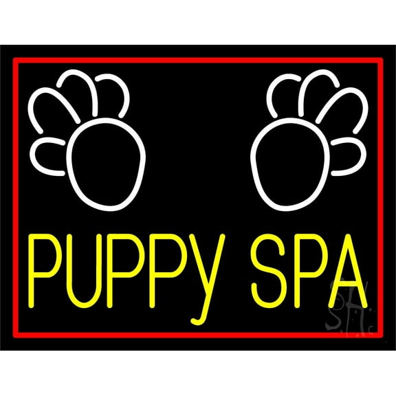 Puppy Spa 1 LED Neon Sign 15" Tall x 19" Wide - inches Black Square Cut Acrylic Backing, with Dimmer - Premium built indoor Sign for Club, Home décor, Event, Workshop, Storefront.
