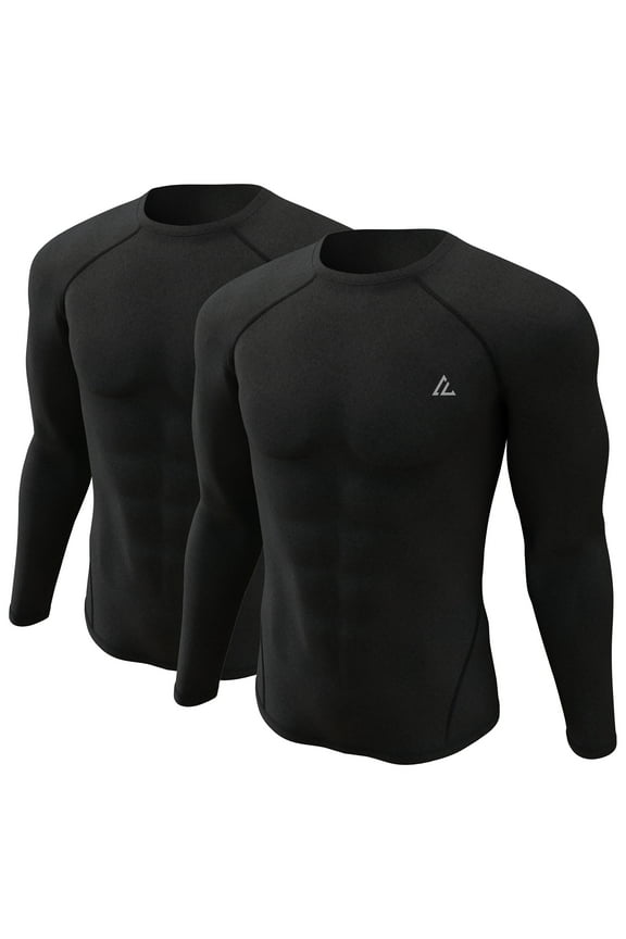 Men's Thermal Shirt 2/4 Pcs Fleece Lined Long Sleeve Tops Athletic Base Layer Cold Weather Gear Workout