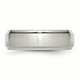 thumbnail image 3 of Stainless Steel Ridged Edge 7mm Brushed and Polished Band Ring 7 Size, 3 of 5