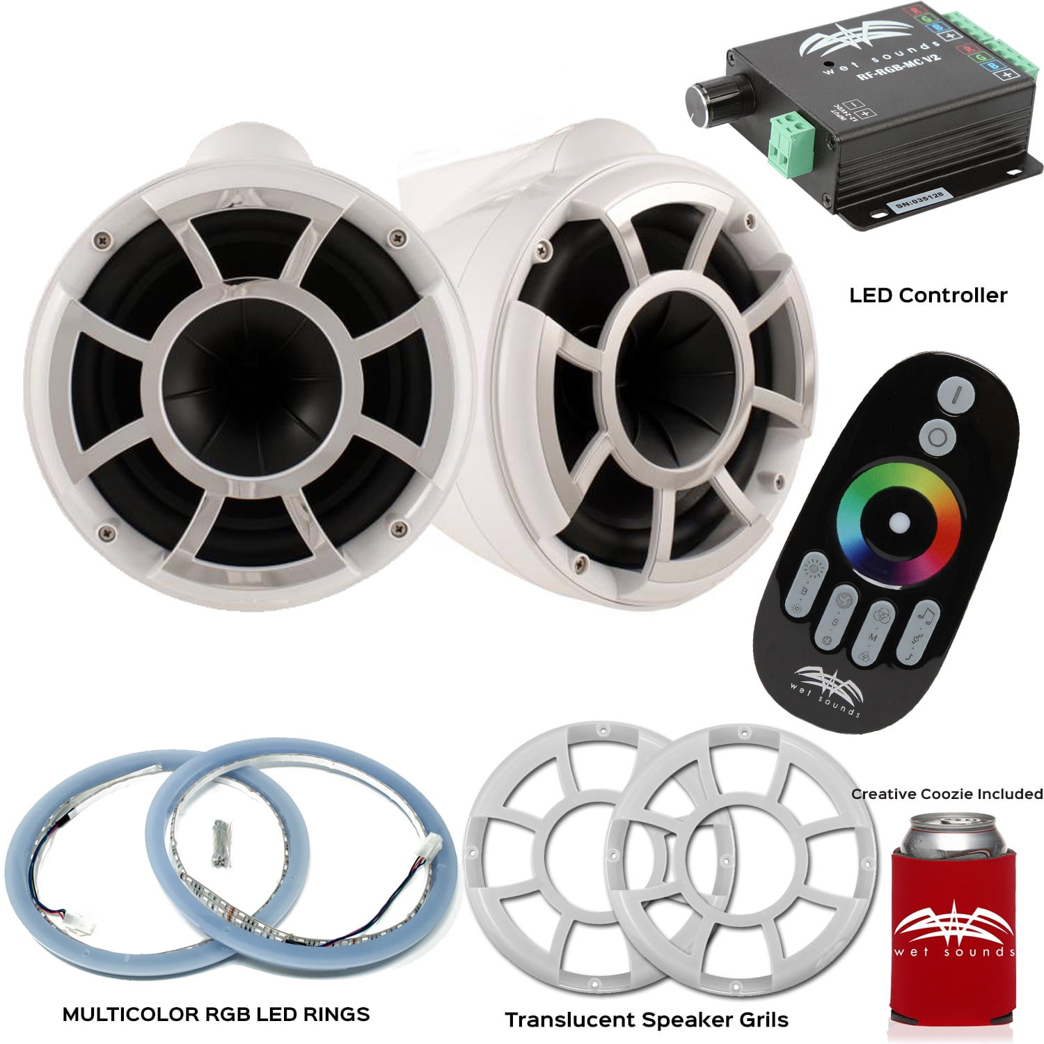 Wet Sounds REV8 Translucent Speaker Grills – Pair, LED-Ready For Tower Speakers