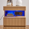 thumbnail image 6 of S-HOME Bedside Table with Gun Drawer and Charging Station, 2 Drawers and Open Shelf, Functional Nightstand for Bedroom, 6 of 12