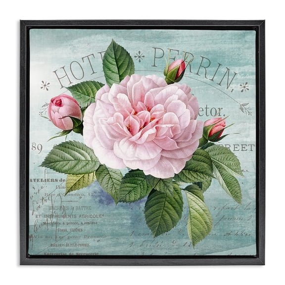 Stupell Industries Cottage Bright & Rustic Tropical Bloom Black Floating Frame Canvas Art, 18 x 18, by Susan Arnot