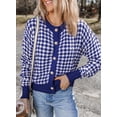 thumbnail image 4 of DOKOTOO Women's Long Sleeve Plaid Knit Cardigan - Pearl Button, Loose Fit, Vintage Style, 4 of 5