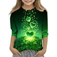 thumbnail image 2 of Blusas y camisas de manga larga con cuello redondo, informales, con estampado del Día de San Patricio, de manga tres cuartos y cuello redondo, para niños de talla mediana y grande., 2 of 6